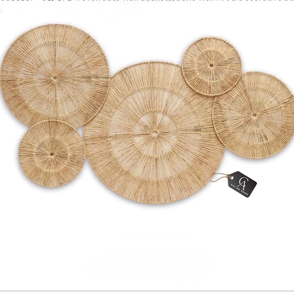 NIB 5-Piece Woven Wicker Rattan Wall Art Decor